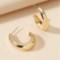 c-shaped half circle glossy gold plated earrings