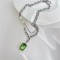 Retro Double Chain Green Crystal Necklace