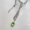 Retro Double Chain Green Crystal Necklace