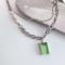 Retro Double Chain Green Crystal Necklace