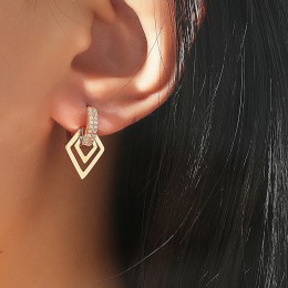 Earrings Geometric Overlap Nesting Crystal Square Feminine Drop Earrings