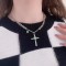 Blue Crystal Cross Pendant Necklace