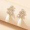 Pearl Crystal Plant Leaf Earrings