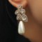 Pearl Crystal Plant Leaf Earrings