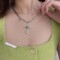 Blue Crystal Cross Pendant Necklace