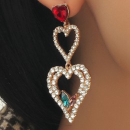 Double Layer Heart Long Stud Earrings