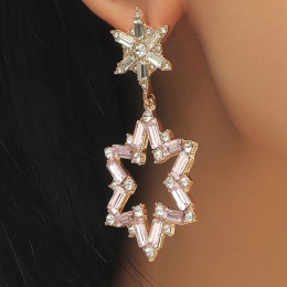 Crystal Snowflake Hexagram Charm Earrings