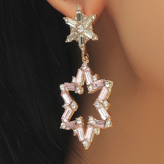 Crystal Snowflake Hexagram Charm Earrings