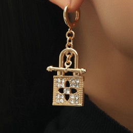 Crystal-Inlaid Lock Earrings