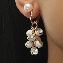 Water drop ear clip tassel retro pearl water drop Crystal personality ear buckle