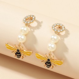 Retro flash Crystal gem bee flower court style sexy exaggerated earrings