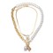 Stackble Pearl Stitching Chain Pendant Necklace