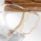 Stackble Pearl Stitching Chain Pendant Necklace