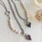 Loving Heart Pearl Stitching Metal Chain Necklace for Women