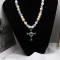 Colored Pearls Stackable Cross and Wing Pendant Necklace