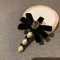 Classic Black Velvet Bow Pearl Crystal Hair Clips Hair Accessories 8CM*6.3CM