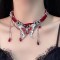 Red Colour Butterfly Tassel Choker Necklace