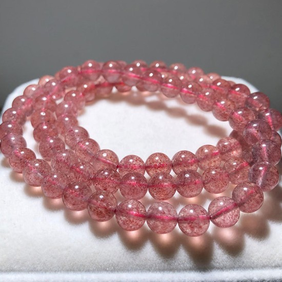 5mm Pink Round Beads Crystal Bracelet For Women