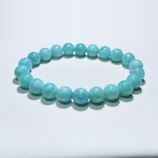 10mm Light Blue Round Beads Crystal Bracelet For Women