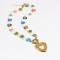 Colorful Fritillaria Glass Bead Loving Heart Pendant Necklace