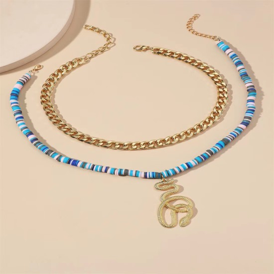 Stackable Multi-layer Colored Soft Pottery Necklace