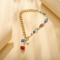 Asymmetric Colorful Glass Beaded Loving Heart Pendant Necklace