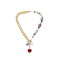 Asymmetric Colorful Glass Beaded Loving Heart Pendant Necklace