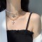 Stackable Multi-layer Chain Stitching Pearl Cross Pendant Necklace