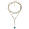 Stackable Colorful Bead Blue Crystal Pendant Necklace