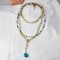 Stackable Colorful Bead Blue Crystal Pendant Necklace