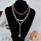 Stackable Colorful Bead Blue Crystal Pendant Necklace