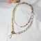 Stackable Chain Stitching Pearl Pendant Necklace