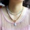 Stackable Chain Stitching Pearl Pendant Necklace