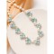 Pearl Crystal Sea Blue Color Flower Shape Braided Necklace