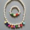 Children Mutil-colored pearl necklace bracelet set of 2