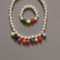 Children Mutil-colored pearl necklace bracelet set of 2