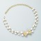 Double Layer Pearl Stitching Bow Necklce