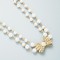 Double Layer Pearl Stitching Bow Necklce