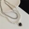 Stackable Pearl Crystal Pendant Necklace for Women