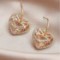 Crystal love earrings peach heart with Crystals hollow out exaggerated metal texture earrings for women