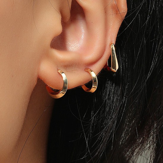 Small Ear Bone Buckle Mini Double Hoop Earrings