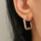 Fashion exaggerated earrings metal stitching twist micro-Crystal square earrings